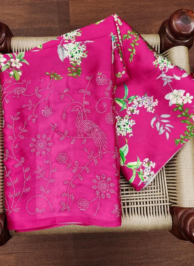 Japan Satin Rani Traditional Wear Digital Printed Saree